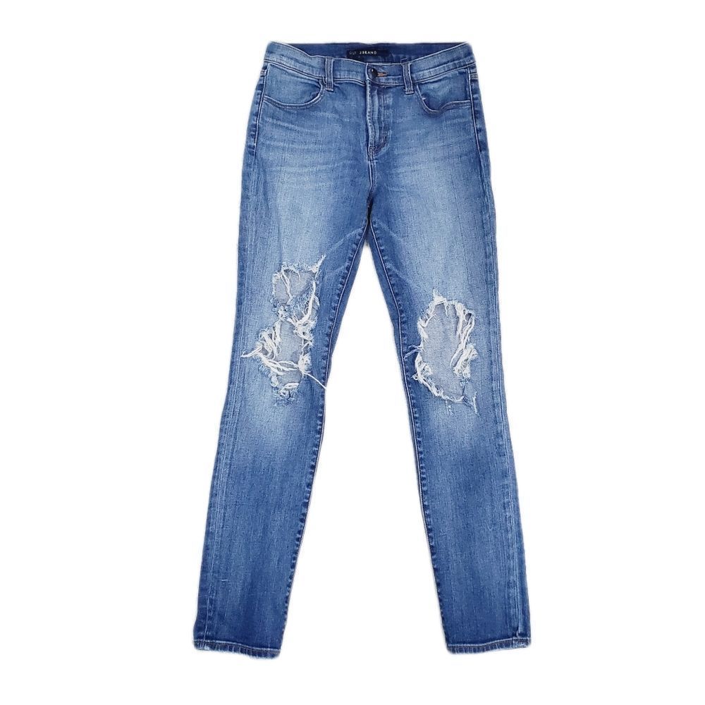 5x$25 J Brand high waist stretchy ripped blue jeans size 28